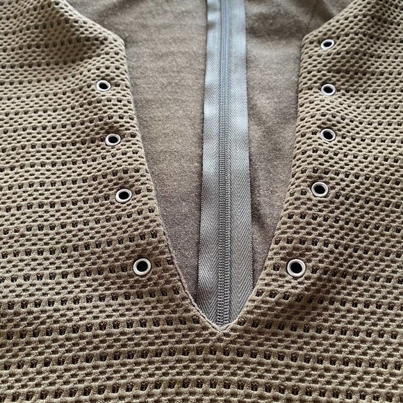 Sleeveless Sheath Dress Military Green Tulip Hem V-Neck Midi Size Large - Picture 4 of 11